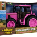 Růžový traktor s funkcí světel a zvuků