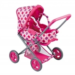 dětský kočárek pro panenky 3v1 růžový s puntíky