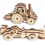 Ugears 3D dřevěné mechanické puzzle – sada 4 přívěšků vozidel