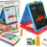 Dětský stůl 3v1 Magnetická a Křídová Tabule Modrá