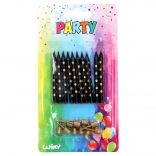 Svíčky se stojánky se zlatými tečkami, 10 ks