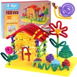 Kreativní ohebné stavebnice makarony, tyčinky – 150 dílů