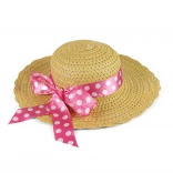 Dětský slaměný klobouk s růžovou stužkou