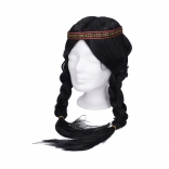 Paruka s černými copánky pro indiánský kostým