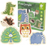 Classic World dřevěná provlékací zvířátka – sada 10 dílů