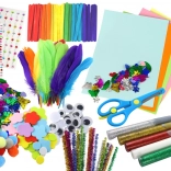 Kreativní sada pro malé umělce nálepky pompony peříčka třpytky