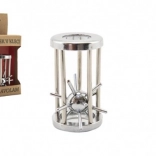 Kovový hlavolam Ježek v kleci, chromovaný