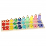 Dřevěný vzdělávací sorter a počítadlo 2v1 montessori 13 × 36 cm