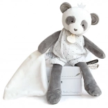 Doudou Dárková plyšová panda s dekou 28 cm