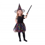 Dětský kostým čarodějnice s hvězdami a tutu sukní s kloboukem