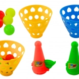 Zručnostní hra s košíčky na míčky a vystřelovačem, 2 košíčky a 6 míčků