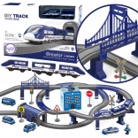 Elektrická policejní vláčkodráha s auty, 92 dílů, 300 cm