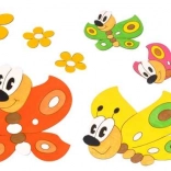 Dřevěná dekorace Motýlci a Kytičky