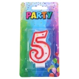 Párty svíčka číslo 5 červená