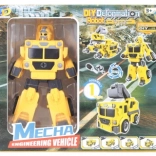 Skládací šroubovací robot žlutý 2v1 – kamion s bagrem