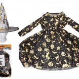 Karnevalový kostým čarodějnice – zlatý (šaty a klobouk)