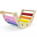 Dřevěný montessori houpačkový most 2v1 Viga – duhový bujak