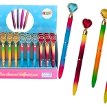 Kuličkové pero s diamantovým srdcem, modrý inkoust 0,7 mm – mix barev