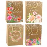 Dárková taška s nápisem Love a květy 23 x 18 x 10,5 cm