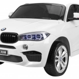 Elektrické autíčko BMW X6M XXL pro dvě děti s dálkovým ovládáním a koženým sedadlem – bílé