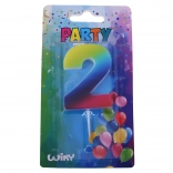 Párty svíčka číslo 2 duhová