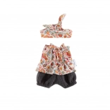 Tunika s kraťasy a páskem pro panenku 38 cm – květinová louka