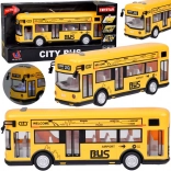 Žlutý městský autobus se světly, zvuky a otevíracími dveřmi