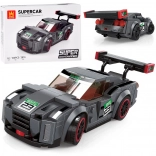 Technické stavebnice sportovní auto šedé, 166 dílků s nálepkami