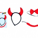 Dětský čertovský karnevalový set – čelenka s rohy, ocásek a motýlek