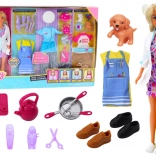 Lalka Anlily 4v1 – lékařka, kadeřnice, kuchařka a pečovatelka o zvířata s oblečky a doplňky