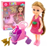 Mini panenka s kočárkem a koťaty