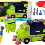 Kreslené DIY popelářské auto k sestavení – modré