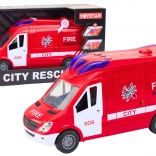 Hasičské auto se světly a zvuky s otevíracími dveřmi, červené