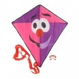 Létající drak klaun z nylonu 78 × 86 cm růžovo‑fialový