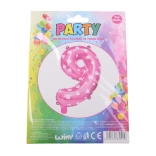 Nafukovací balón číslo 9 růžový se srdíčky