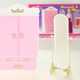 Šatní skříň a zrcadlo pro panenky Glorie