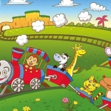 Dřevěné puzzle Zvířecí vláček 25 dílků