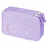 Školní třípatrový penál BAAGL Mazlíčci, fialový s puntíky