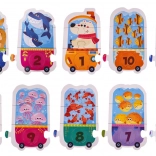 Vzdělávací matematické puzzle vláček se zvířátky 1–10