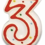 Svíčka na dort číslice 3, 7,3 cm