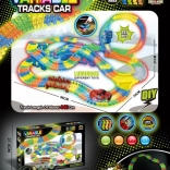 Fluorescenční závodní dráha 446 cm s loopem a LED autíčkem, 227 dílů