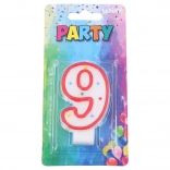 Párty svíčka Číslo 9 Červená