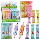 Sada zvýrazňovačů s motivem zvířat, růžová a modrá, dvě špičky, 3 ks