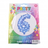 Nafukovací balónek číslo 6 modrý s hvězdičkami 78 × 50 cm