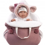 realistické miminko v růžovém zavinovačce 42 cm Llorens