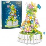 Stavebnice Květinová Kompozice s Motýly a LED Osvětlením