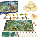 Sada dinosauřích vajec s figurkami a deskovou hrou – 12 ks