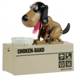 Interaktivní psí pokladnička hnědá s flíčky