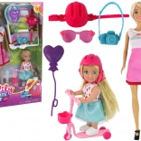 Panenky Anlily Maminka a Dcera s Blond Vlasy a Koloběžkou