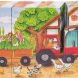 GOKI dřevěné kostky roční období na statku, 12 kostek